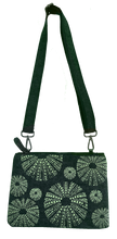 Load image into Gallery viewer, green kina on grey ecofelt crossbody bag