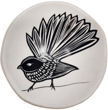 Piwakawaka White on Black Bowl 7cm Piwakawaka White on Black Bowl 7cm