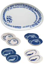 Load image into Gallery viewer, entertaining set e - blue & white kowhai