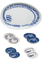 Load image into Gallery viewer, entertaining set e - blue & white kowhai