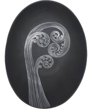 Load image into Gallery viewer, ponga frond 2 white on charcoal