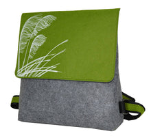 Load image into Gallery viewer, white toetoe on green · light grey backpack