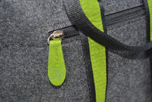 Load image into Gallery viewer, white koru on green · dark grey backpack