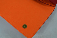 Load image into Gallery viewer, orange harakeke weave on red · red backpack