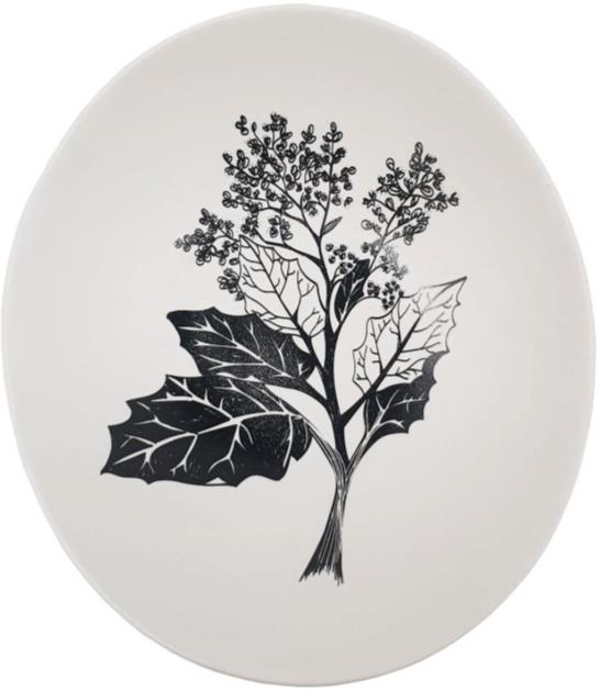 Black Rangiora on White Bowl Black Rangiora on White Bowl