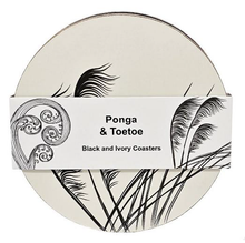Load image into Gallery viewer, black and ivory set of 4 - round coasters
