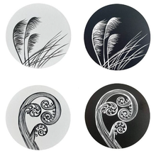 Load image into Gallery viewer, black and ivory set of 4 - round coasters
