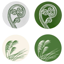 Load image into Gallery viewer, green and ivory set of 4 - round coasters
