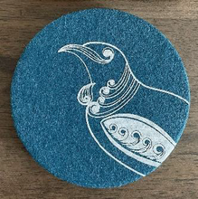 Load image into Gallery viewer, tui on teal set of 4 - ecofelt coaster
