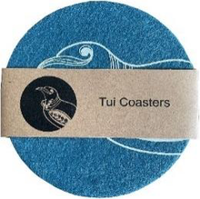 Load image into Gallery viewer, tui on teal set of 4 - ecofelt coaster
