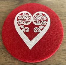 Load image into Gallery viewer, aroha fern on red set of 4 - ecofelt coaster
