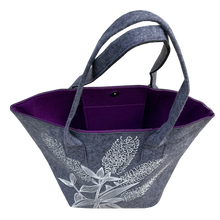 Load image into Gallery viewer, white koromiko on grey / purple
