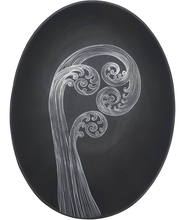 Load image into Gallery viewer, ponga frond 2 white on charcoal
